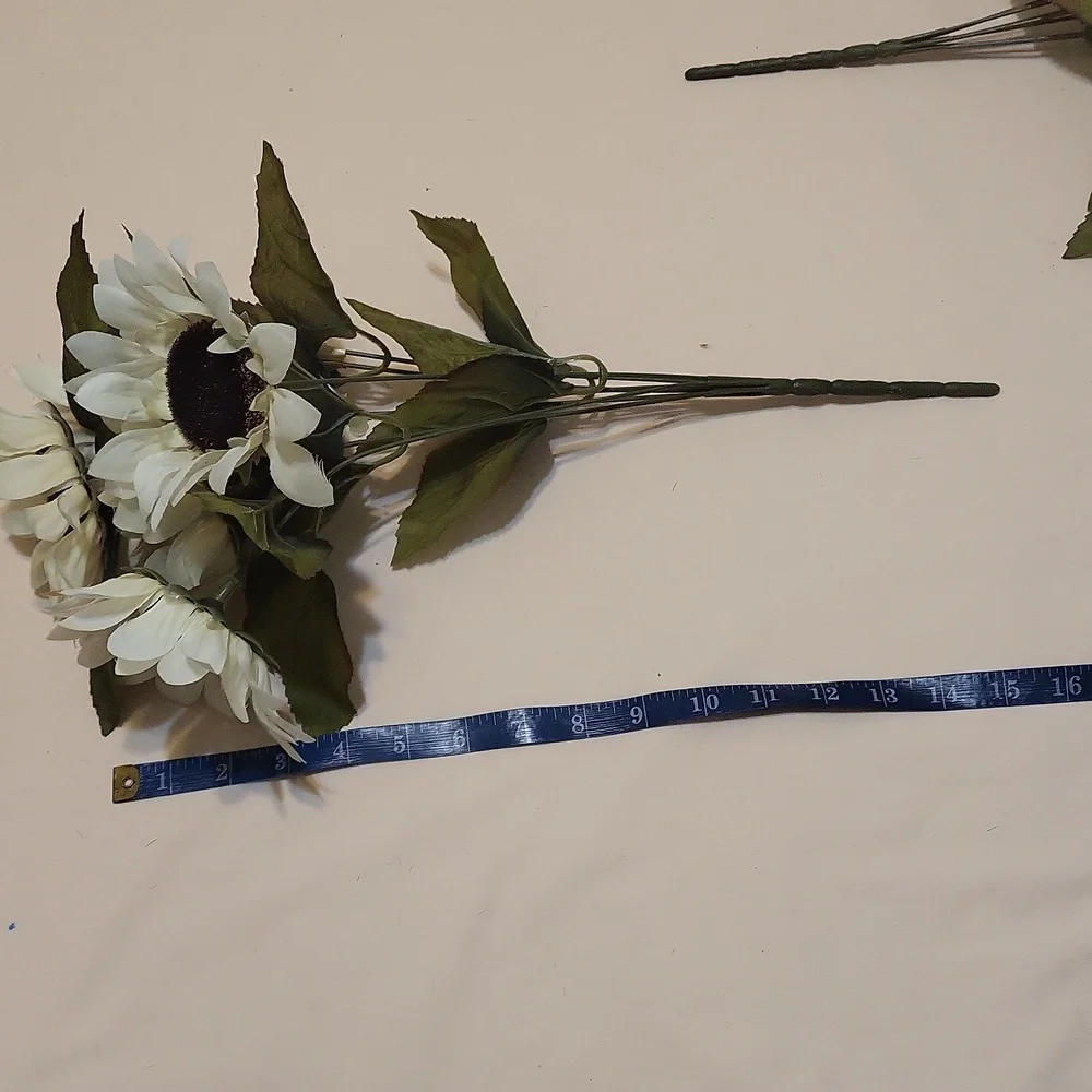 3 Faux White Sunflower Bushes